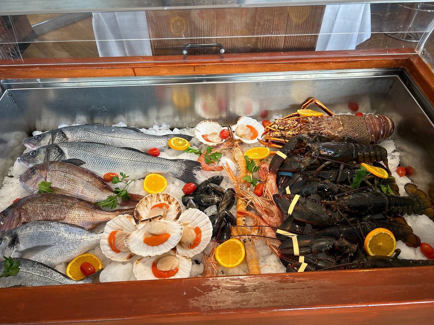 Whole lobster and sea bream dish at Lobster House, St Julian's Malta